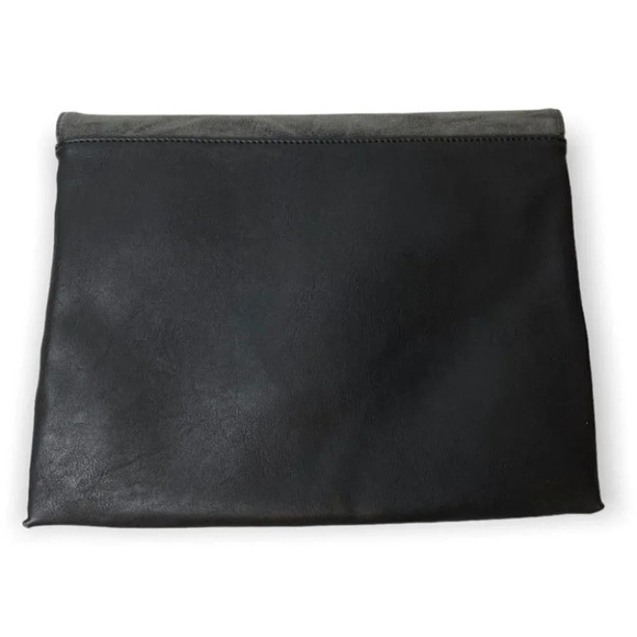 Emperia Black &  Grey Vegan Leather Envelope Clutch - Picture 2 of 10